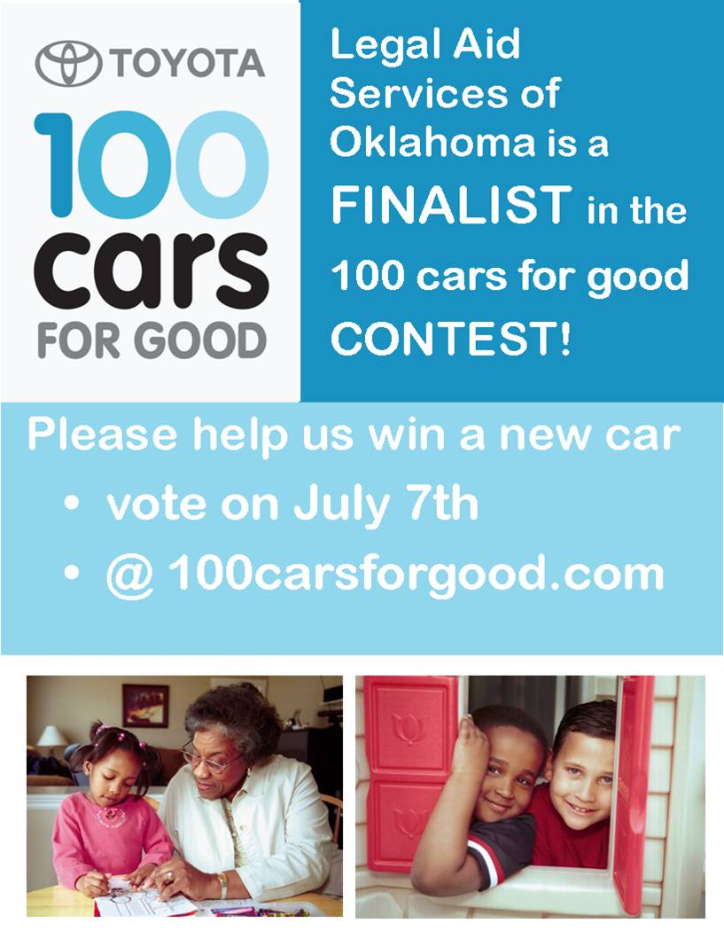 vote for Legal Aid at www.100carsforgood.com